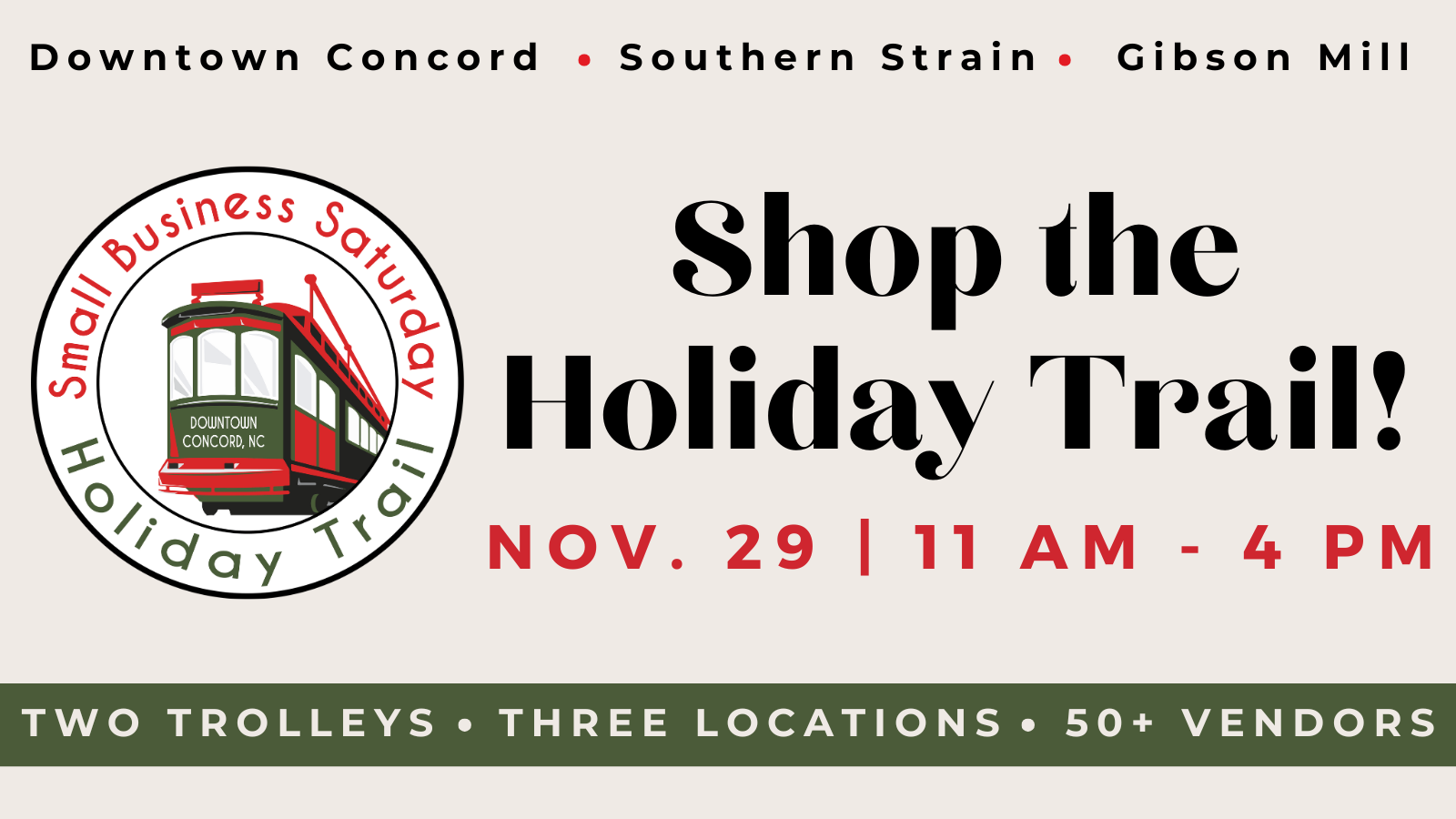 Shop the Holiday Trail in Downtown Concord - Nov. 29 from 11 am - 4 pm